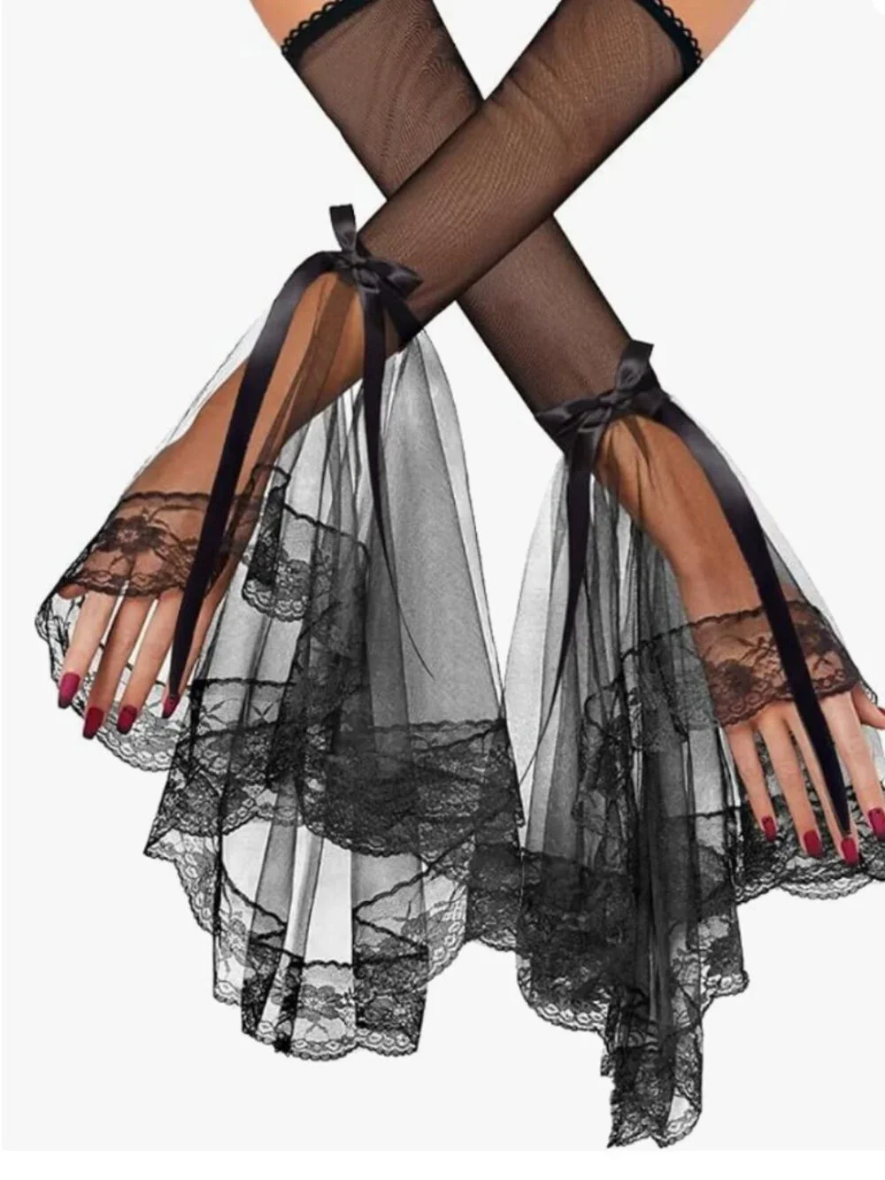 Lace Arm Sleeves Witch Gloves